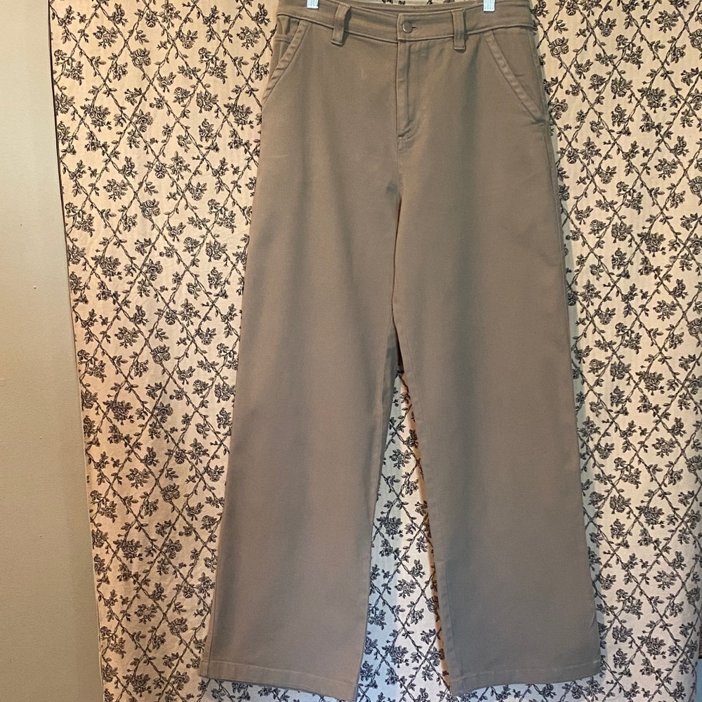 Nordstrom BP Women's Olive Green Wide Leg Pants 97% Cotton